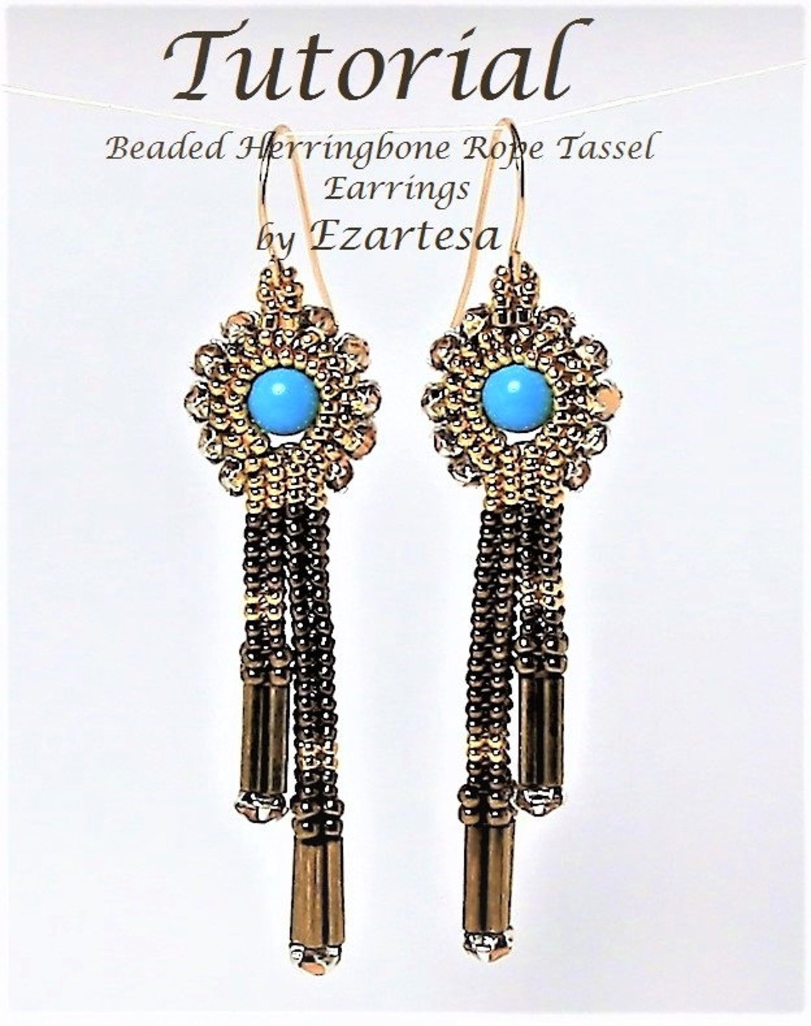 Beaded Tassel Earrings Tutorial Beaded Herringbone Rope Etsy