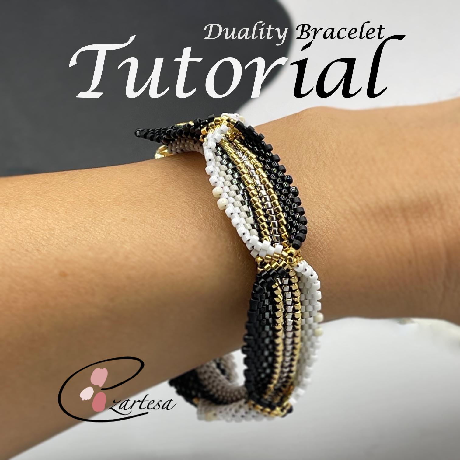 Tutorial de pulsera de cuentas Duality con cuentas de vidrio y cierre magnético. Patrón de Ezartesa