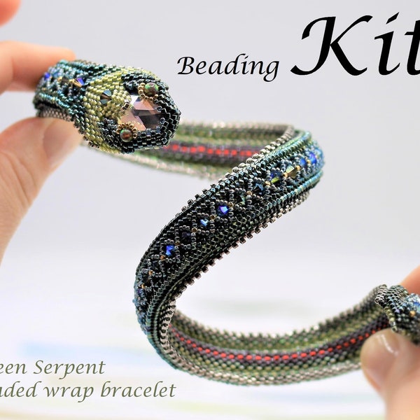 Green Serpent Beaded Wrap Bracelet Beading Kit.