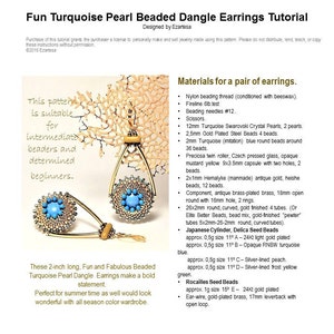 Fun Swarovski Turquoise Pearl Beaded Dangle Earrings Tutorial - Etsy