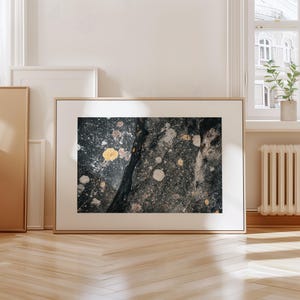 Black and Orange Stone Abstract Photography Print, Modern Minimal Digital Artwork for Elegant Home Decor
