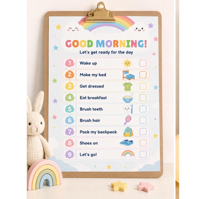 Tableau des routines du matin et du soir pour enfants (PDF), tableau ...