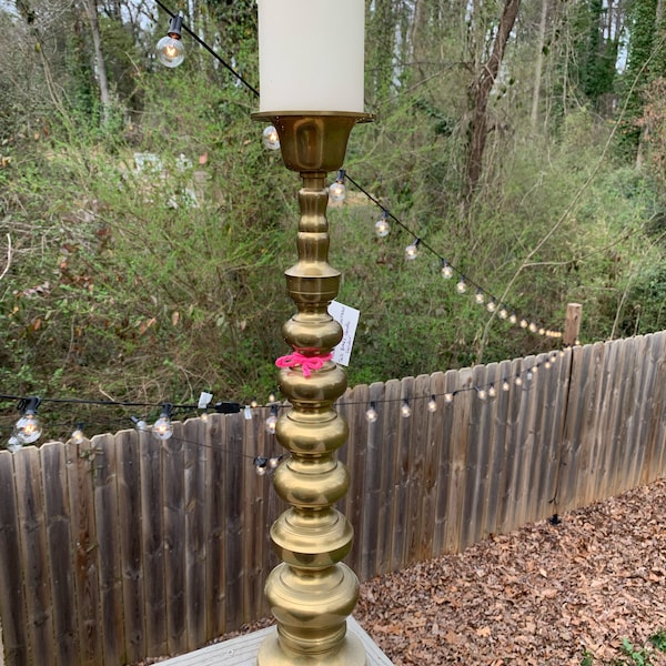 Tall Brass Pillar Candlestick Holder