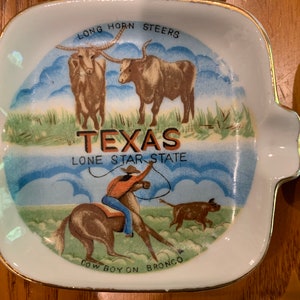 Vintage Ceramic Texas Scenery Stacking Ash Trays