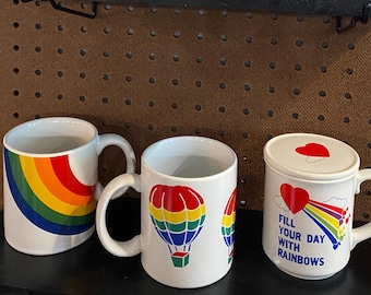 Vintage FTD Novelty Gift Rainbow Mugs