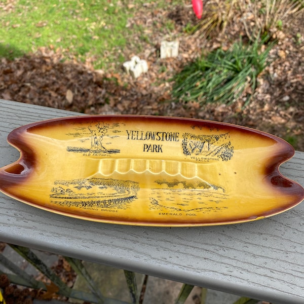 Retro Yellowstone National Park Ceramic Ashtray