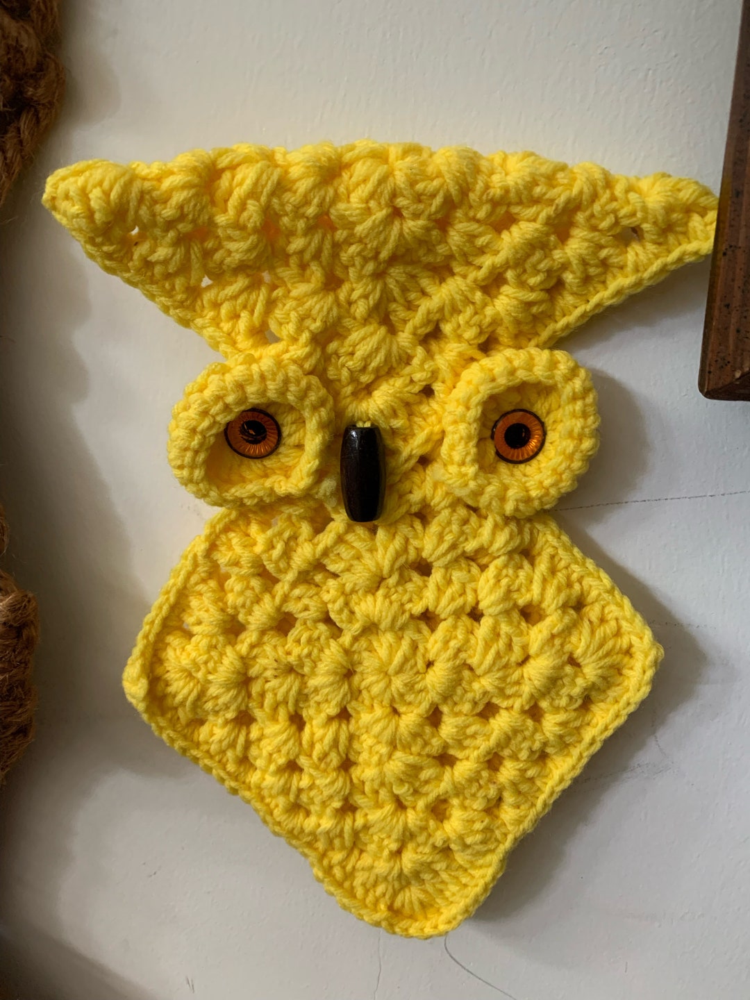 Vintage Crochet Owl Wall Hanging - Etsy