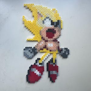 Super Sonic Sonic The Hedgehog 2 Perler Bead Sega Retro Sprite Pixel Art