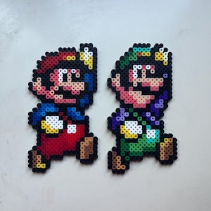 Mario & Luigi Super Mario Bros. Super Mario All-Stars Perler Beads SNES Sprite Pixel Art