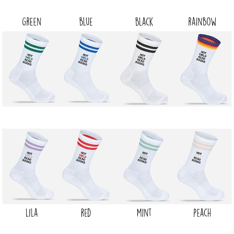 Book Merch I Bestickte Socke Hot Girls Read Books I Geschenk für Weihnachten, Geburtstag, Freunde, Valentinstag I Geschenkidee bild 2