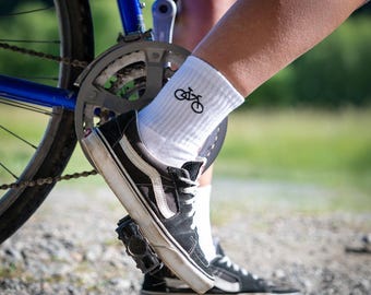 Lustige Socken I Bestickte Socke Fahrrad mit Wunschfarbe