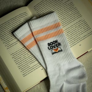 Book Merch | Embroidered Socks Book Lover | Funny Socks | Gift for Christmas, Birthday, Friends, Valentine's Day | Gift Idea image 4