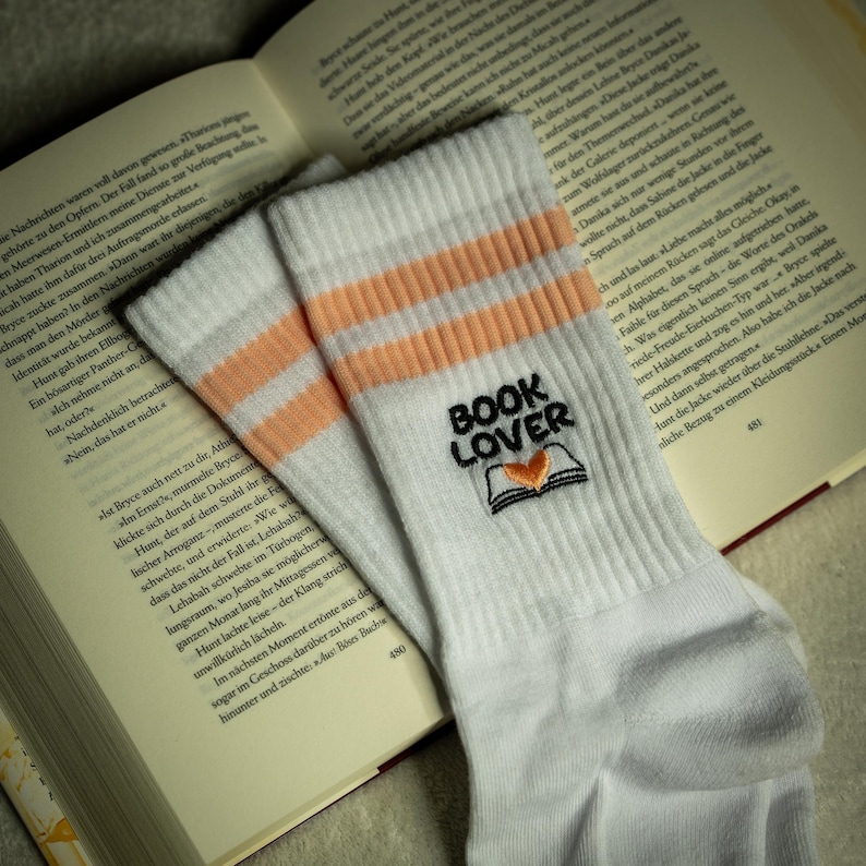 Book Merch | Embroidered Socks Book Lover | Funny Socks | Gift for Christmas, Birthday, Friends, Valentine's Day | Gift Idea image 4