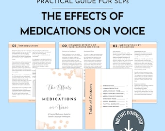 Medication Effects on Voice Guide for SLPs, Voice Therapy Tools (Digital Download)