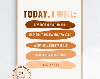 Vocal Affirmations Poster | SLP Voice Therapy Decor (Digital Download)