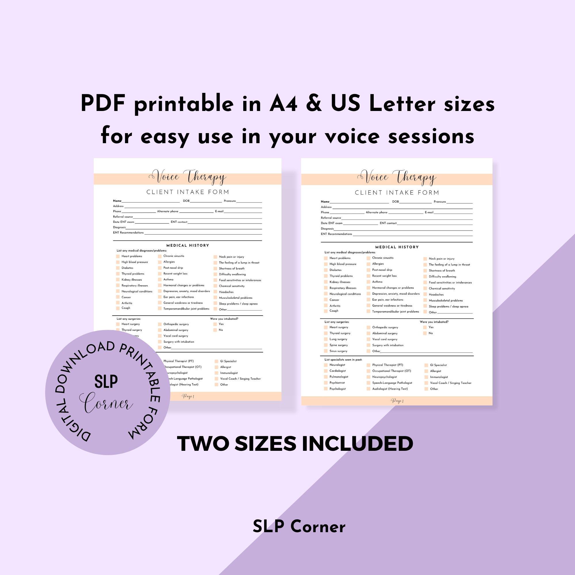 Cfy Slp Interval Form.pdf SLP Voice Therapy Client Intake Form | Voice Patient Assessment (PDF ...
