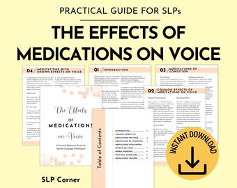 Medication Effects on Voice Guide for SLPs, Voice Therapy Tools (Digital Download)