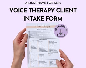 SLP Voice Therapy Client Intake Form | Voice Patient Assessment (PDF)