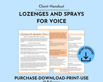 Lozenges & Sprays for Voice Handout | SLP Therapy Tools (PDF)