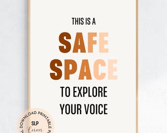 Safe Space Voice Therapy Poster | SLP Office Decor (Digital Download)