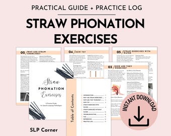 Straw Phonation Exercises SLP Guide and Practice Log | Voice Therapy Tools (PDF Download)