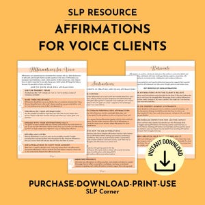 Affirmationen für Stimmtherapie | SLP Stimmtherapie Handout | Logopädie Arbeitsblätter | Logopädie-Beratungstherapie-Werkzeuge