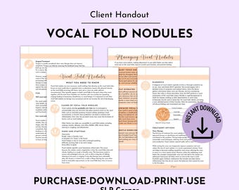 Vocal Fold Nodules Handout for Patients | SLP Speech Therapy (Digital Download)