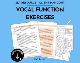 Vocal Function Exercises Voice Patient Handout | SLP Speech Therapy Worksheets | Speech Pathology Therapy Tools | Therapy Handout & Tracker