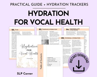 Hydration for Vocal Health SLP Guide and Hydration Trackers | Voice Therapy Tools (PDF Download)