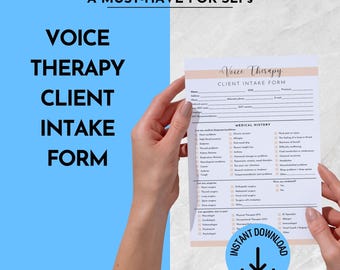 SLP Voice Therapy Client Intake Form | Voice Patient Assessment (PDF)