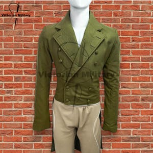 Handmade Green Wool Regency Tailcoat: Victorian Frock Coat