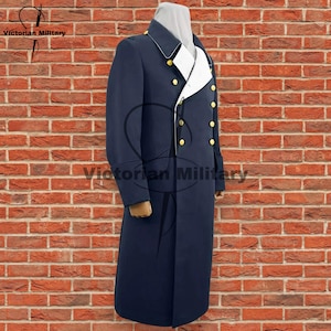 Men&#39;s WW1 US Army Blue Frock Coat | Navy Wool Military Overcoat | Historical Army Trench Coat | Custom Handmade Reenactment Uniform