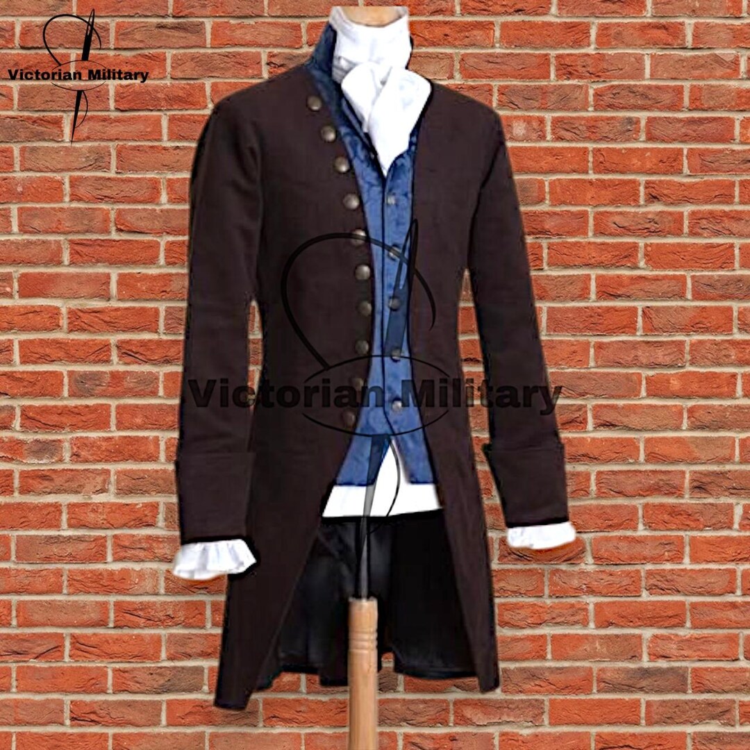 Handmade 18th Century Wool Frock Coat | Colonial Reenactment Costume - Etsy