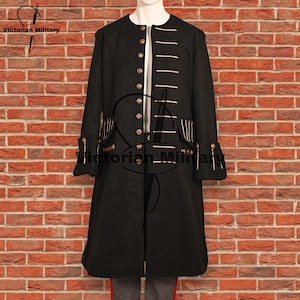 Men&#39;s Victorian Wool Frock Coat: 18th Century Military Jacket