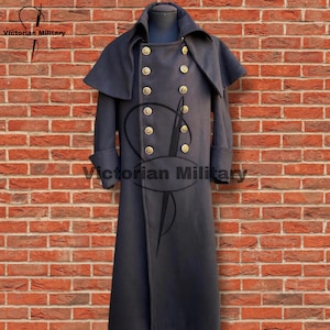 Men&#39;s Handmade Wool Redingote Coat: Regency Victorian Reenactment