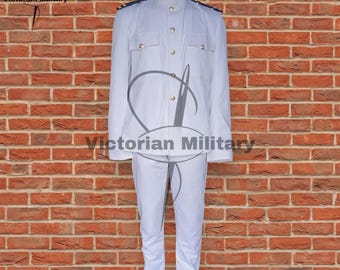 WWII US Navy Officer White Cotton Jacket: 1940s Military Reenactment