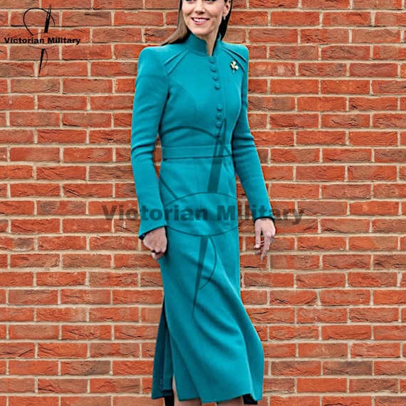 Kate Middleton Inspired Blue Wool Trench Coat: Catherine Walker