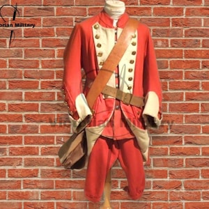 Red British Army Uniform: 18th Century Regimental Wool Jacket & Trousers