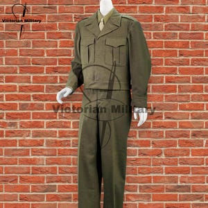1944 US Army WWII Uniform: Olive Green Wool Jacket & Pants