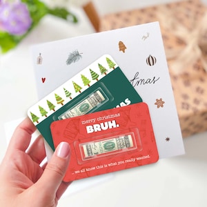 Benutzerdefinierte Weihnachtsgeldhalter, lustiges Bargeldgeschenk für Freund, Familie, frohe Weihnachten Bruh Geldkarte, Geldstrumpf Stuffer