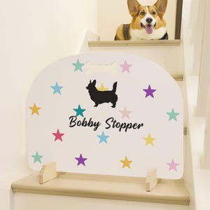 Custom Dog Stopper, Personalized Dog Name Gate, Free Standing Wooden Dog Stair Gate, Pet Door Stopper, Sausage Dog Stopper, Dog Mom Gift
