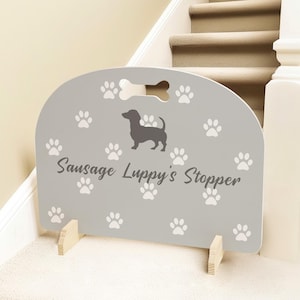 Customised Dog Stopper, Personalized Dog Name Gate, Free Standing Wooden Dog Stair Gate, Pet Door Stopper, Sausage Dog Stopper, Dog Mom Gift