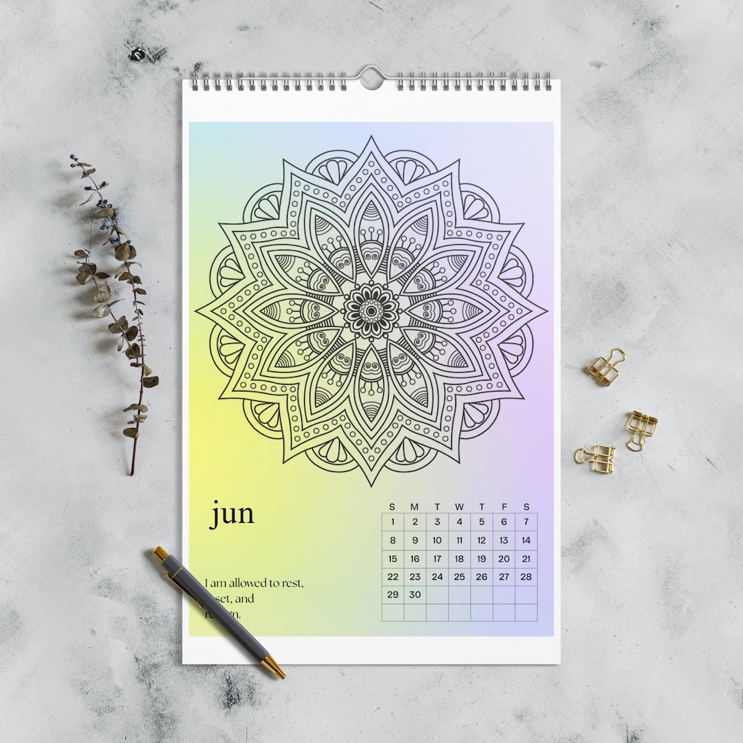 Aura Mandala Monthly Calendar With Affirmations – Printable Self-care ...