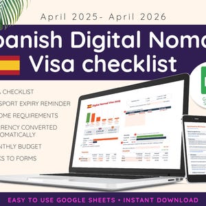 Spanish Digital Nomad Visa checklist, Google Sheets Nomad Visa application checklist, moving from UK to Spain, Digital Nomad budget tracker
