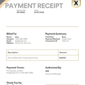 My payment receipt invoice