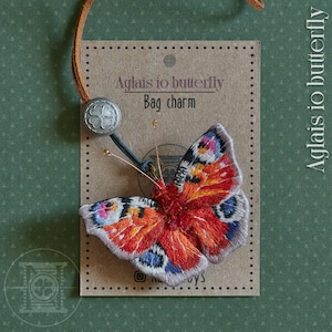 Gestickter Schmetterling Taschenanhänger, Handgemachter Mottenanhänger