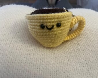 Taza de café amigurumi extra pequeña, adorno para bolso