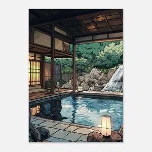 Póster clásico en papel semibrillante ilustrado de Onsen