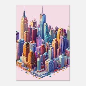 Poster di carta semi-lucida classica con skyline della città isometrica di New York