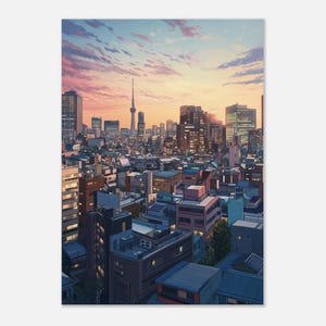 Poster classico di Tokyo Cityscape su carta semi-lucida